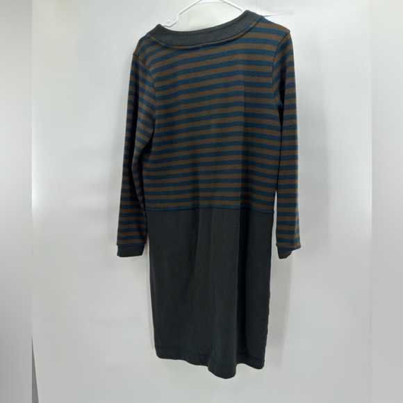 WRAP striped dress brown blue long sleeve size 8 - Picture 3 of 8